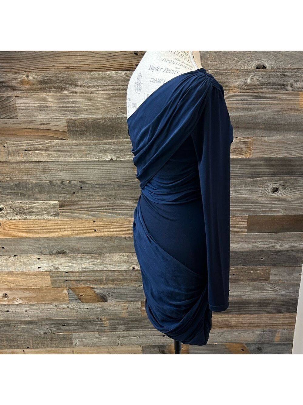 Alice + Olivia Chrissy Wrap One Shoulder Chiffon Mini Dress Medium NWT Sapphire - Picture 6 of 10